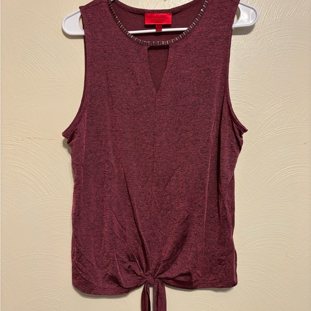Jennifer Lopez Red Sleeveless Tie Front Tank Top